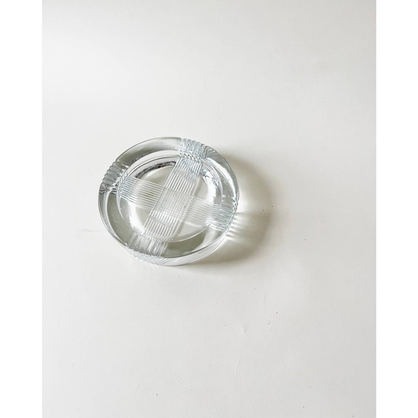 Vintage Glass Circular Ashtray Clear Tray