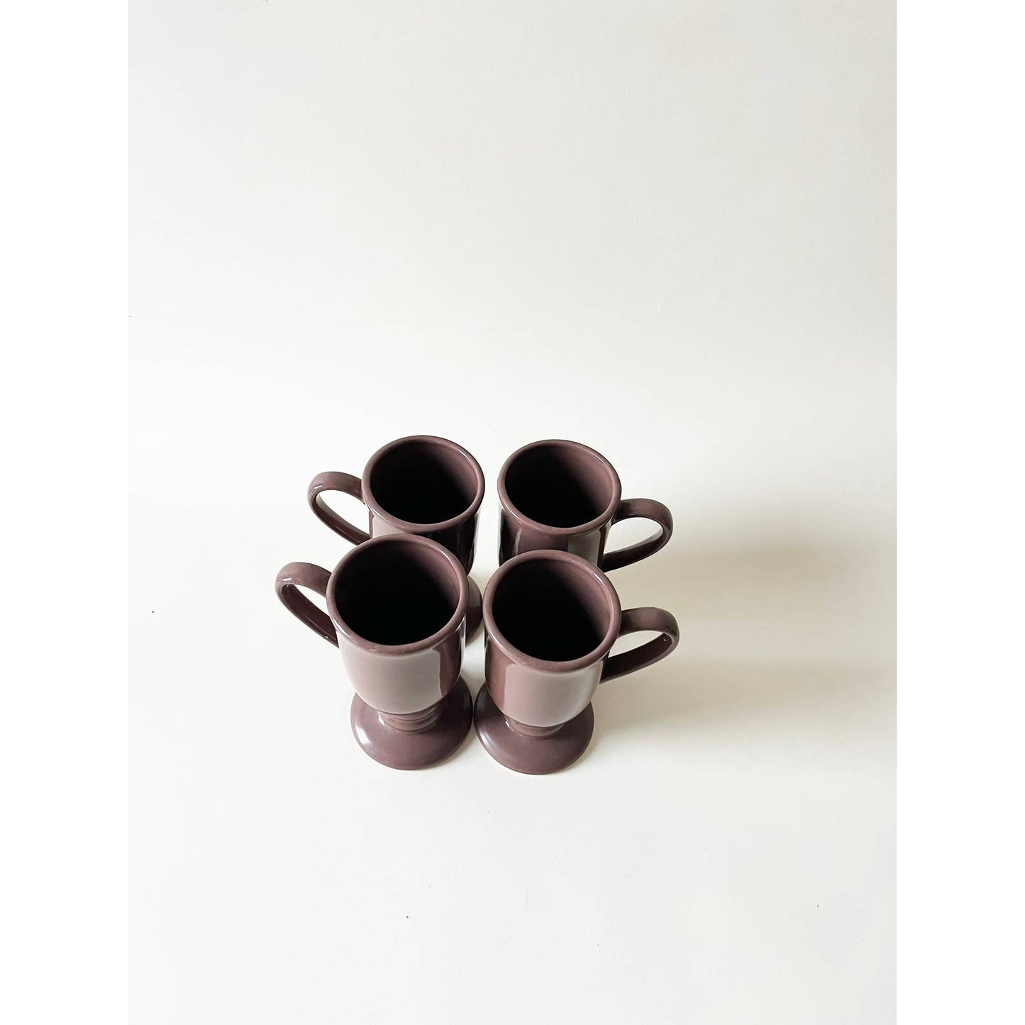 Vintage Mauve Ceramic Mugs - Set of 4 Cafe Cups