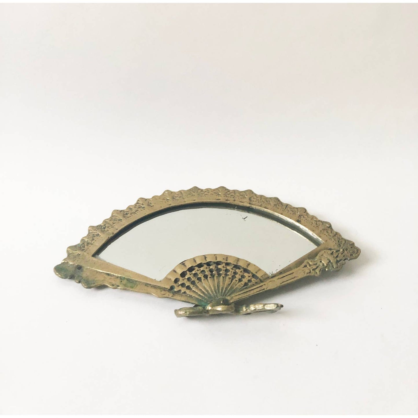 Vintage Brass Table Top Fan Mirror