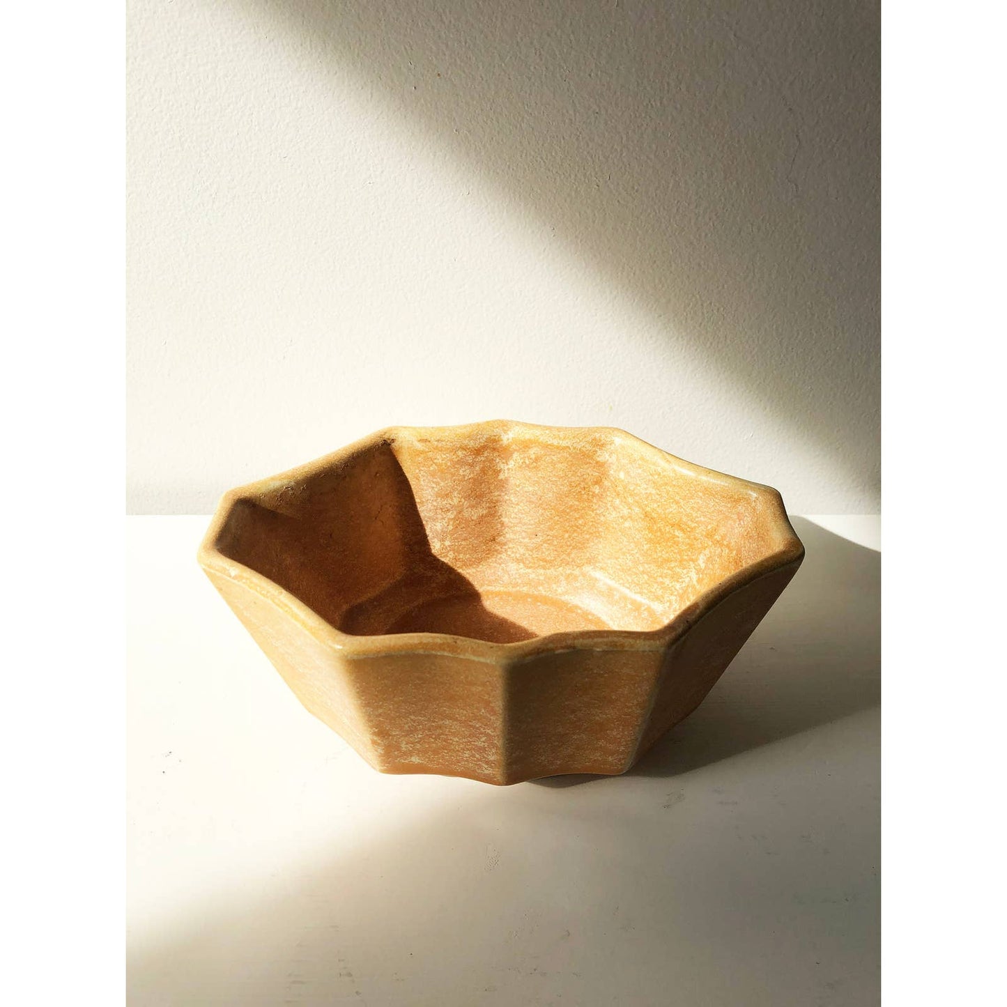 USA Mid-Century Planter | Orange Sponge Vintage Floral Pottery | USA 447 | Small Fluted Scalloped Shape Flower Vase