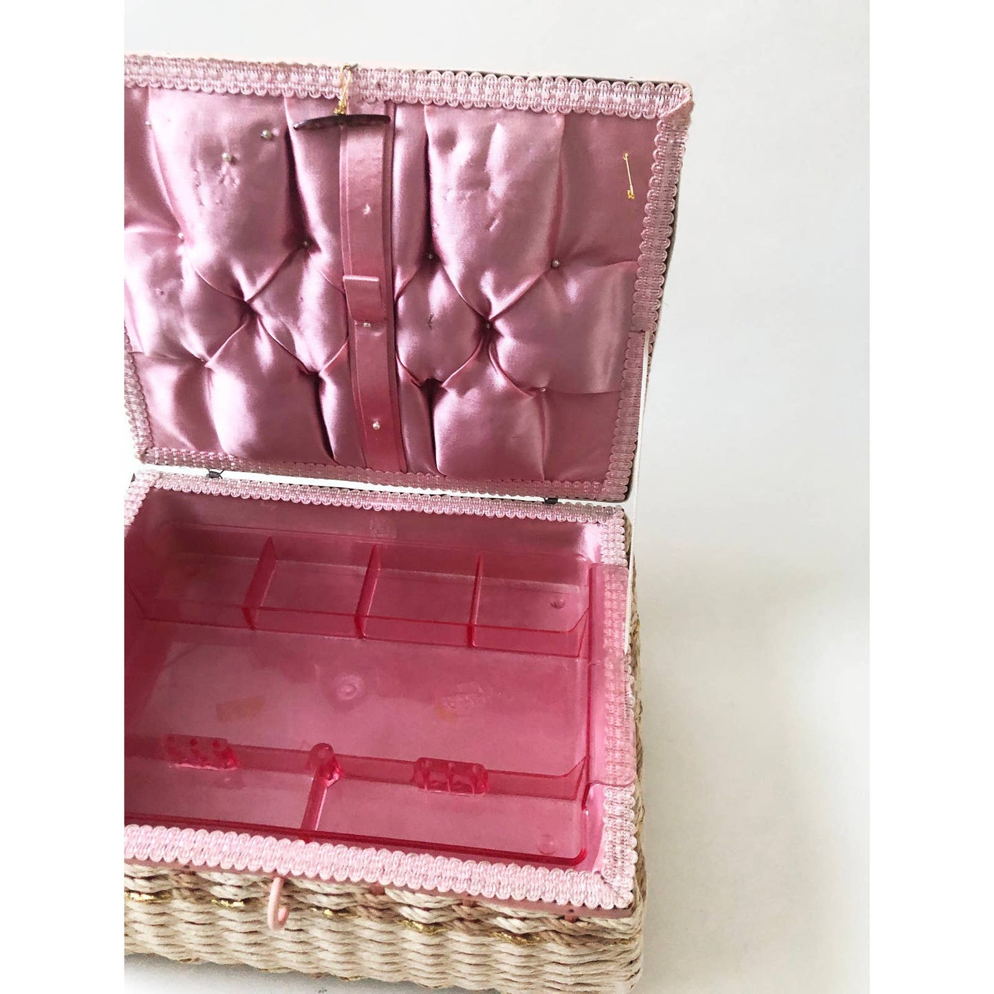 Vintage Pink Large Sewing Box