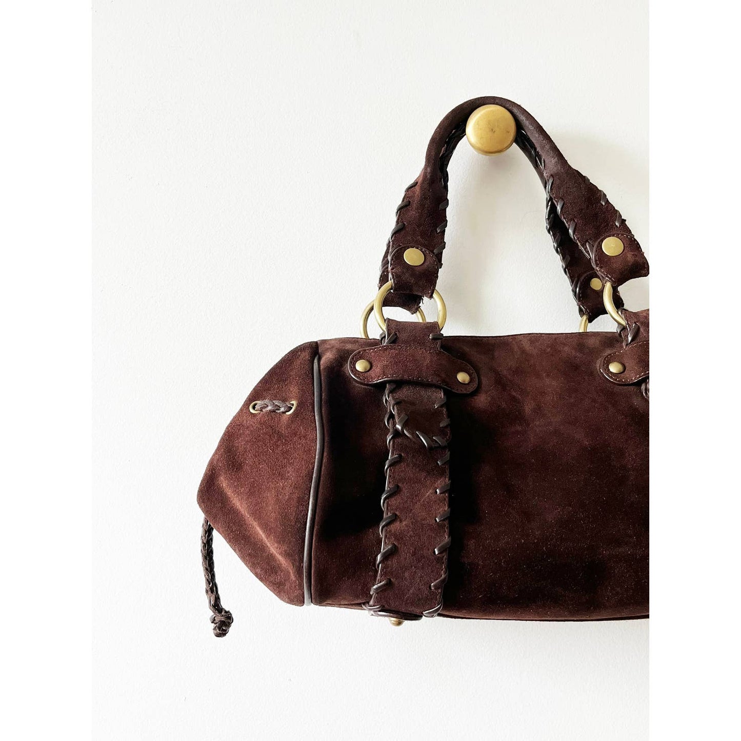 Brown Suede Boho Handbag Shoulder Bag