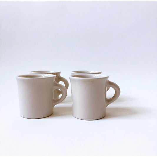 Vintage Cream Ceramic Mugs Set of 4