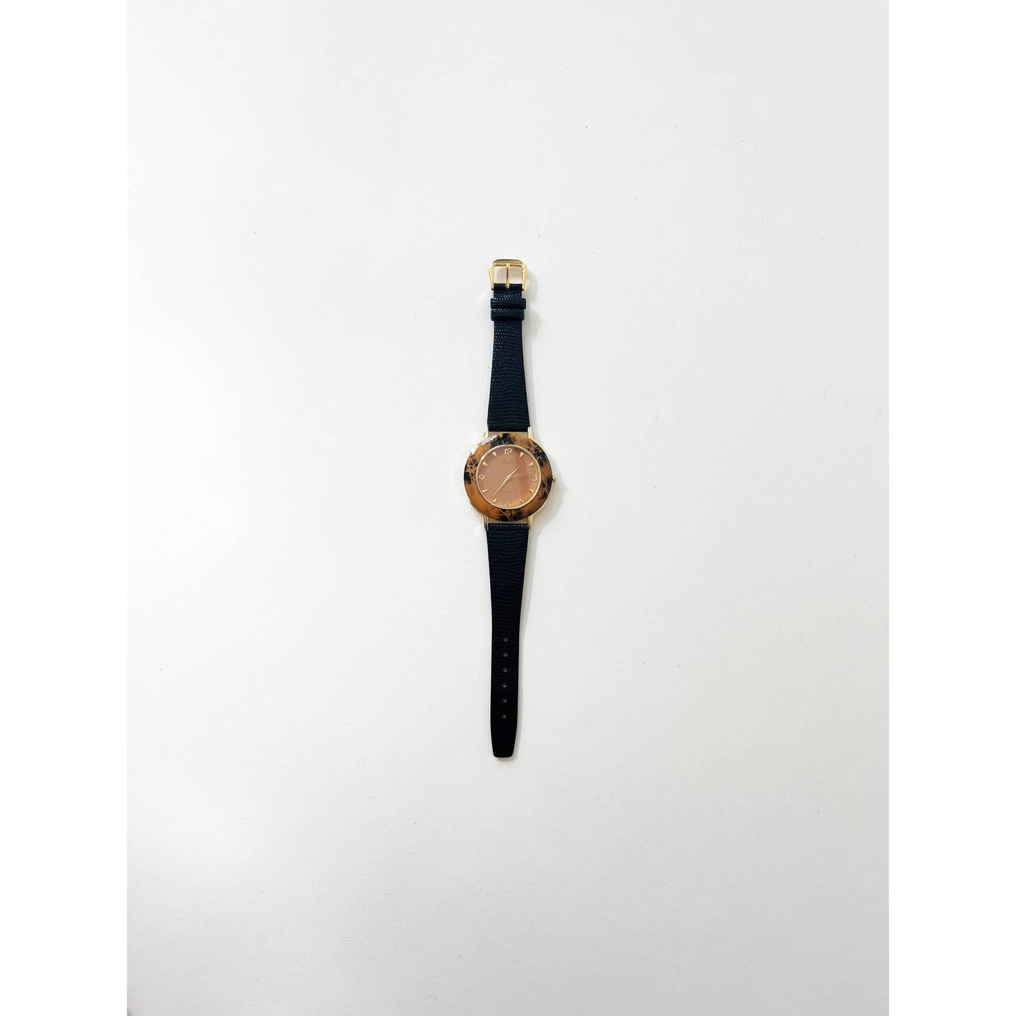 Large Face VintageTortoise Shell Gold Watch