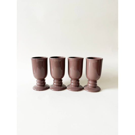 Vintage Mauve Ceramic Mugs - Set of 4 Cafe Cups