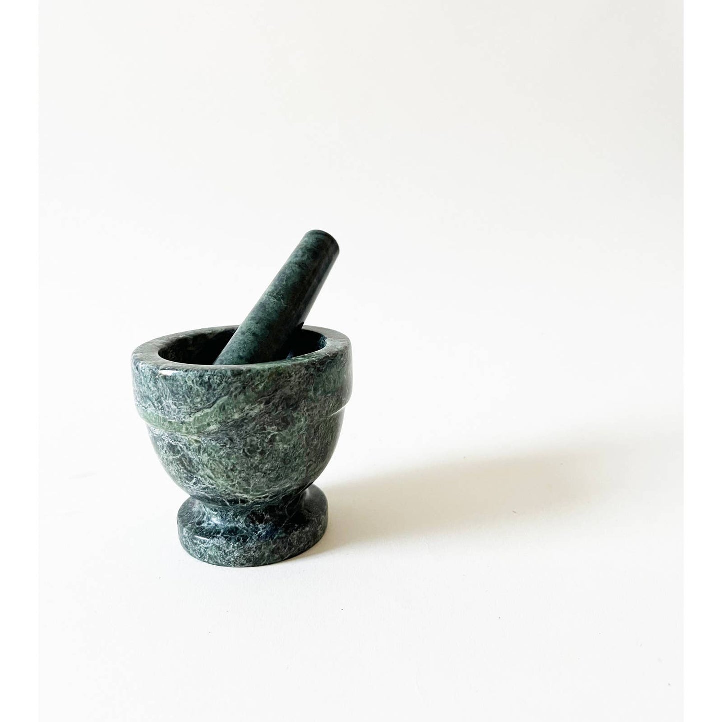 Vintage Green Marble Mortar and Pestle
