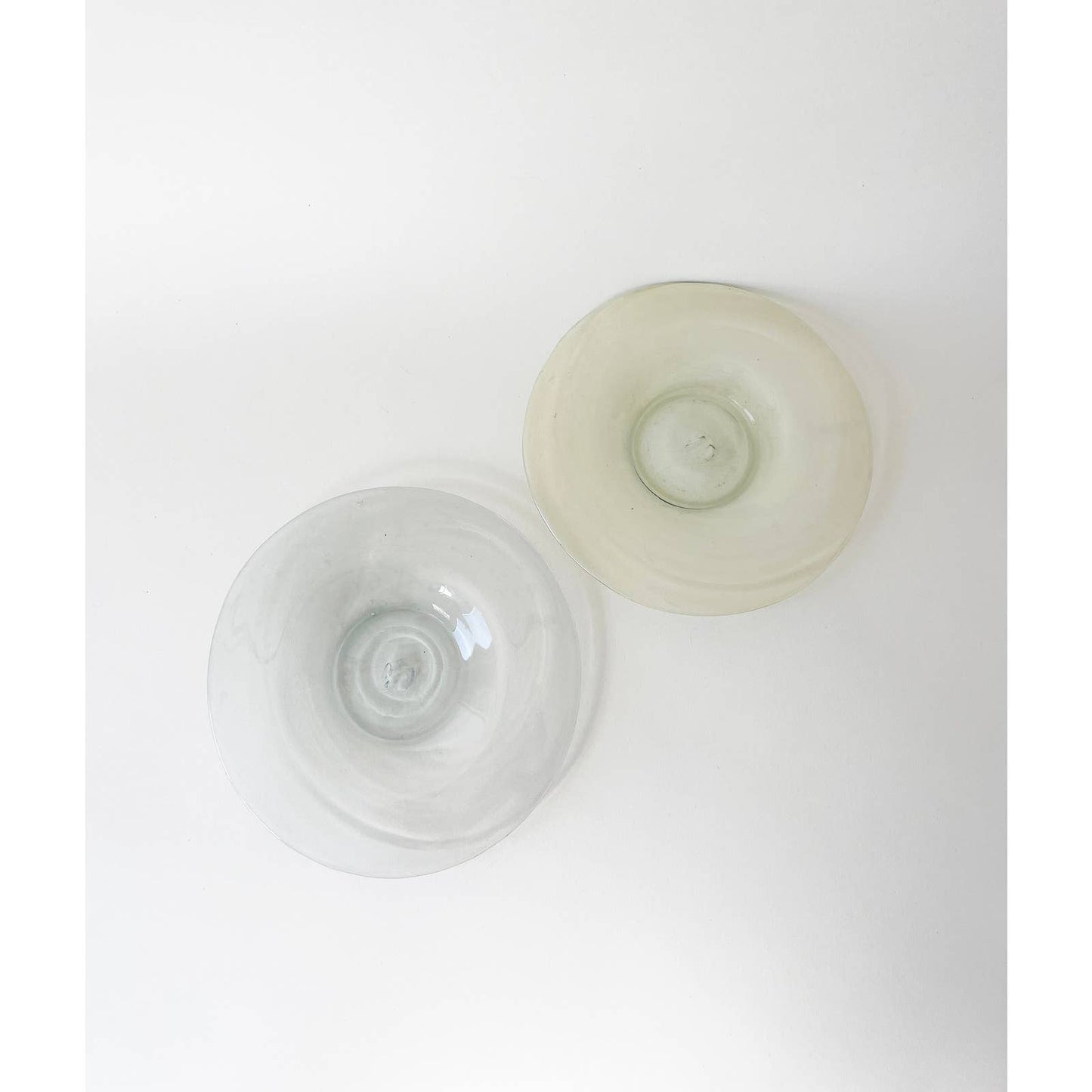 Vintage Clear Handblown Set of 2 Modernist Plates