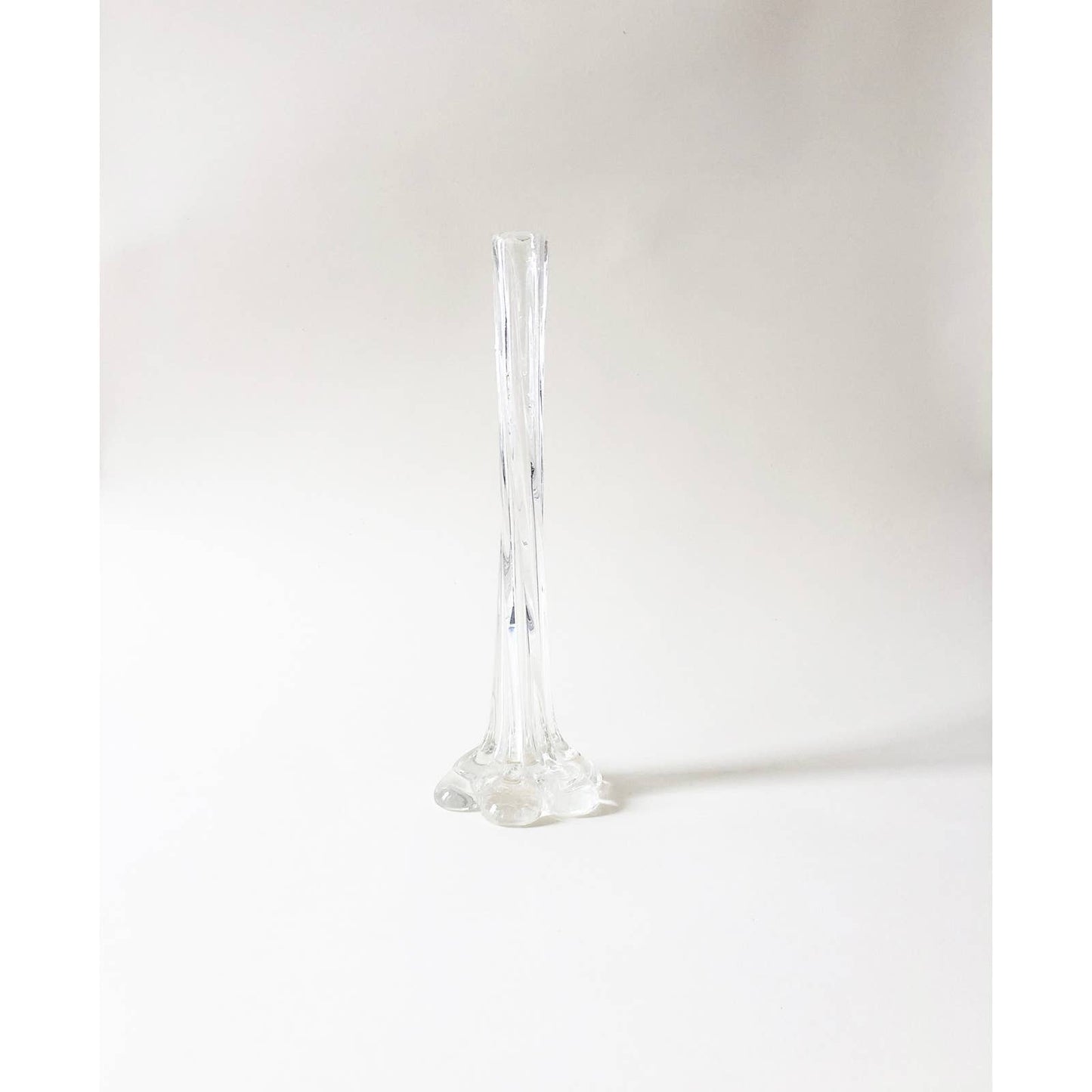 Vintage Tall Clear Glass Vase with Flower Base