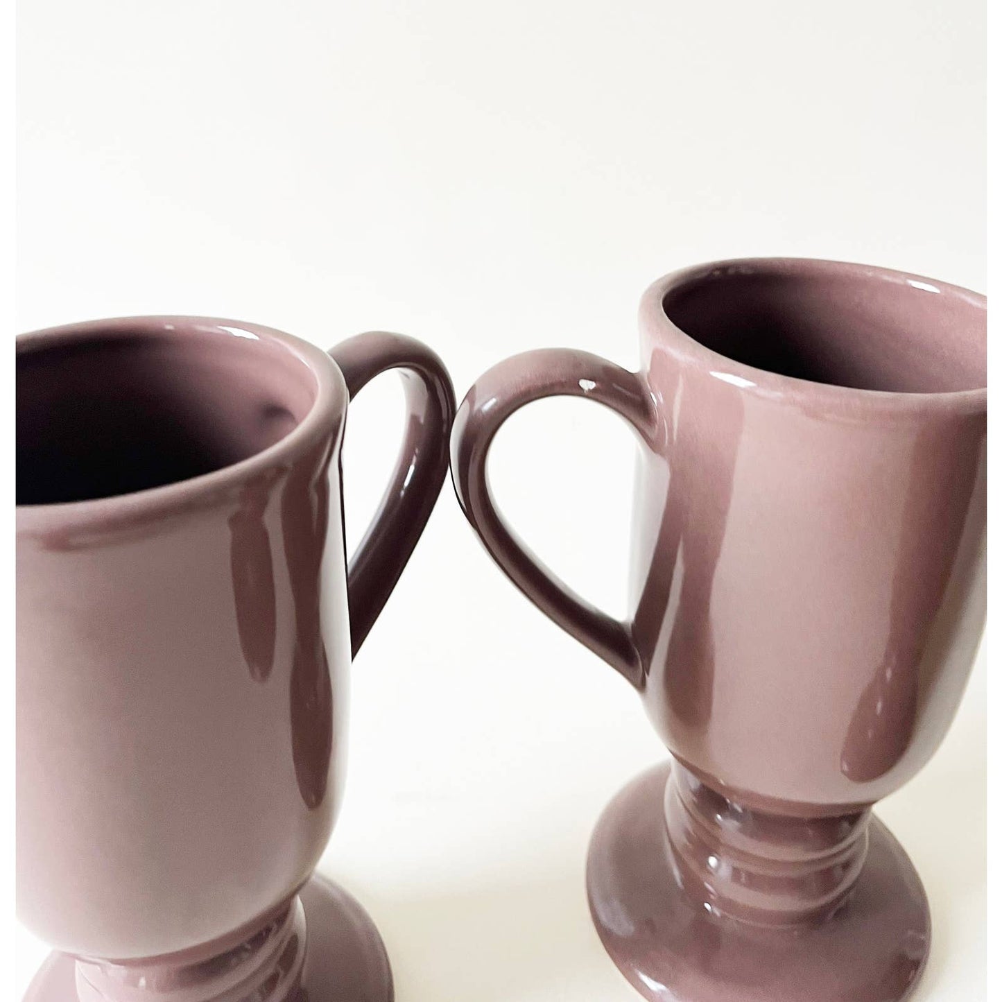 Vintage Mauve Ceramic Mugs - Set of 4 Cafe Cups