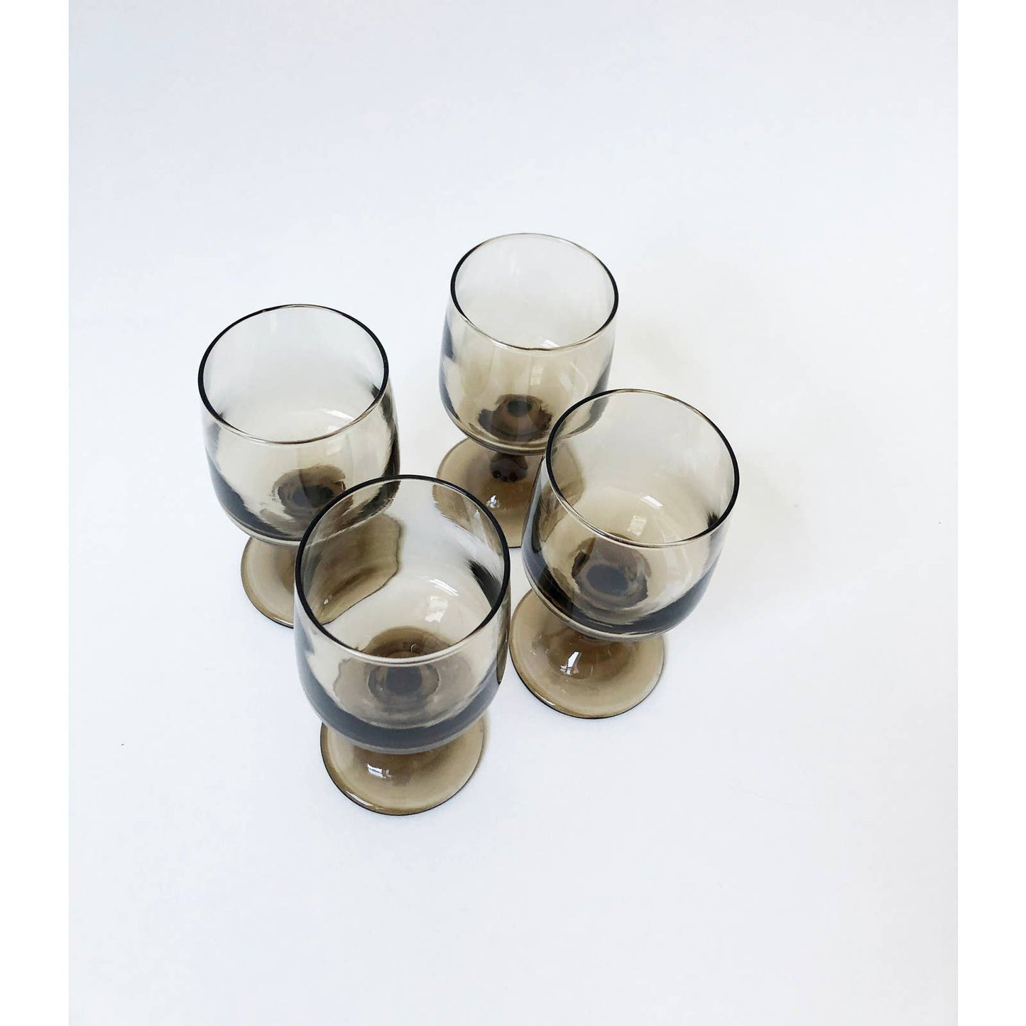 Set of 4 Vintage Grey Smoke Glasses