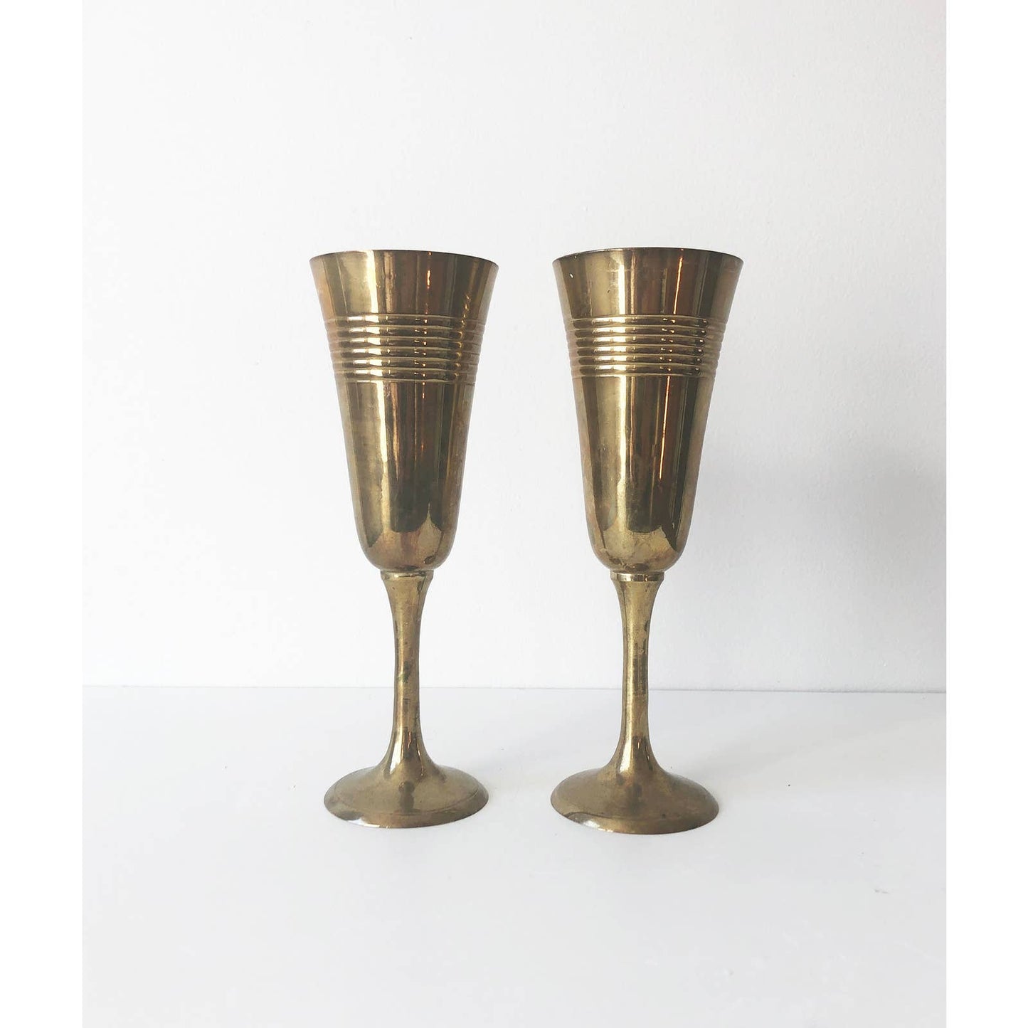 Pair of Brass Champagne Pair of Vintage Brass Glasses