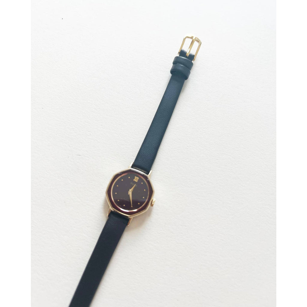 Vintage Maroon Leather Pulsar Watch with Gold