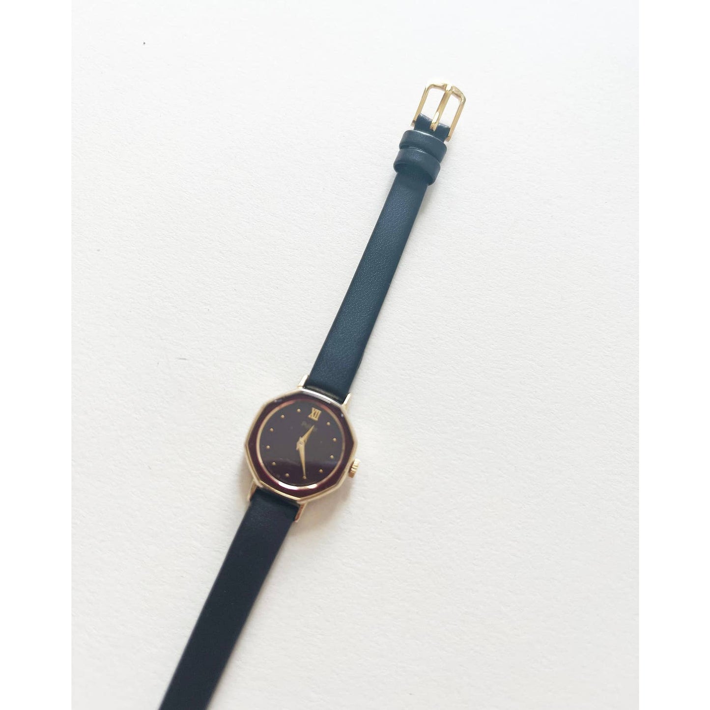 Vintage Maroon Leather Pulsar Watch with Gold