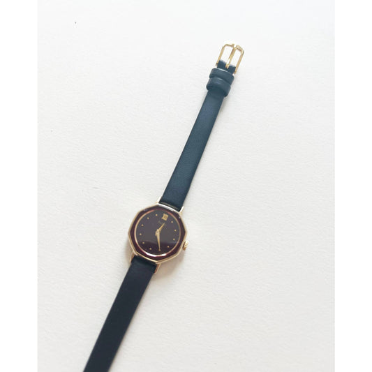 Vintage Maroon Leather Pulsar Watch with Gold