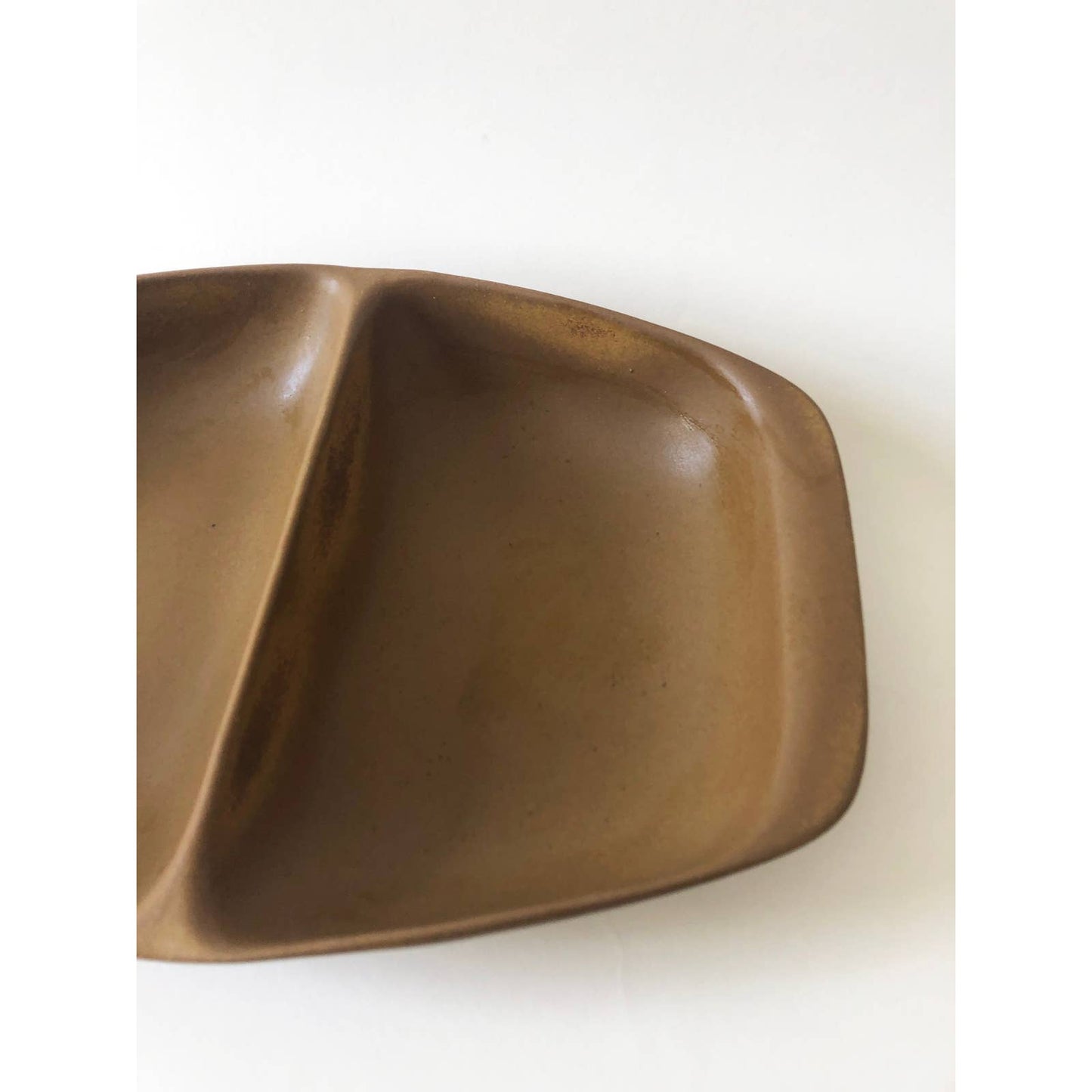 Vintage Brown Ceramic Serving Plater w Divider