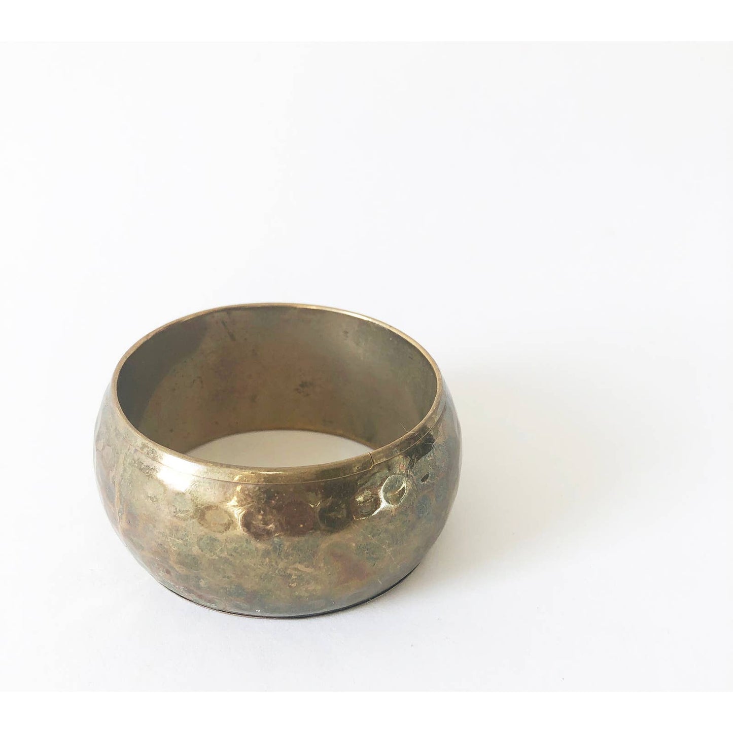 Vintage Brass Hammered Wide Bangle