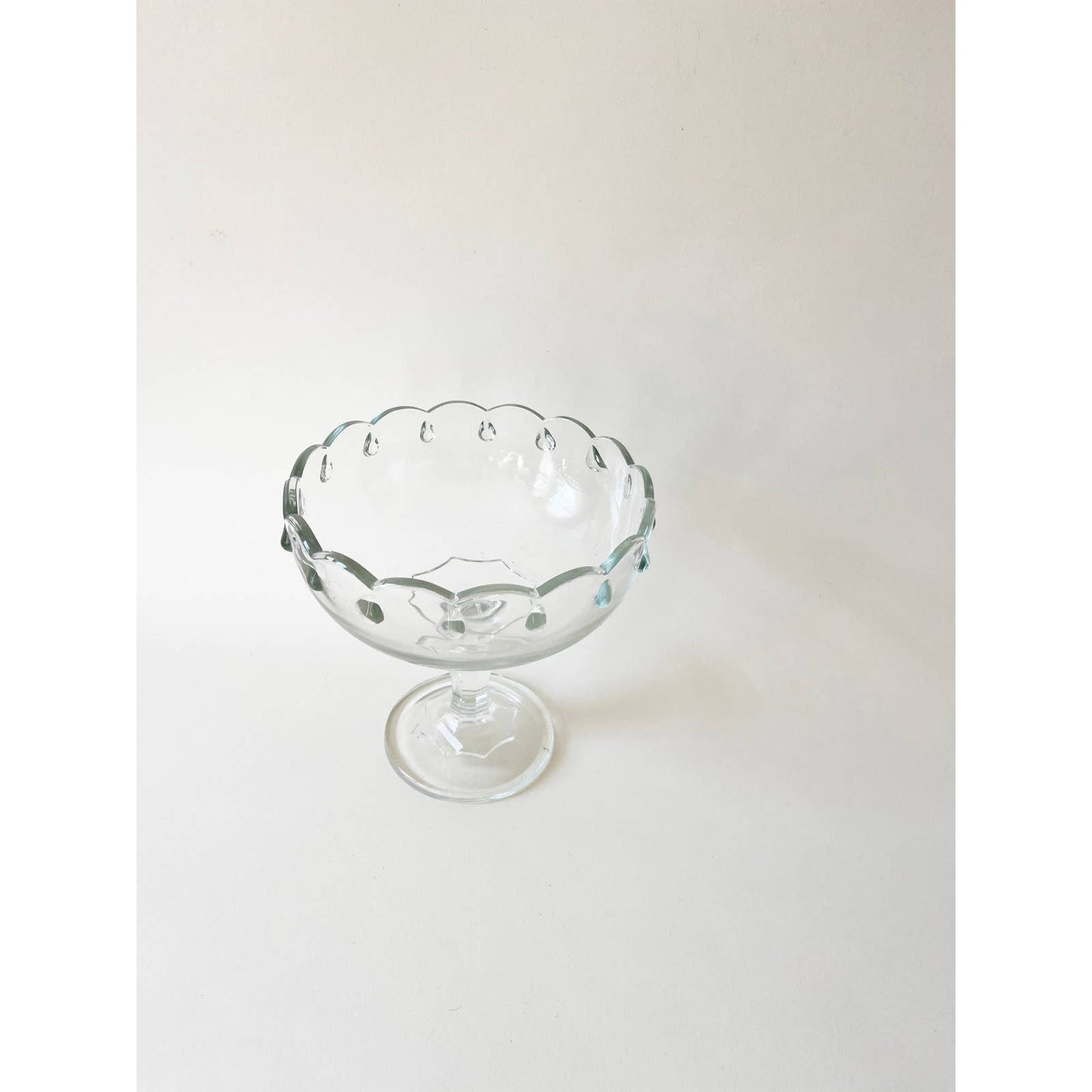 Vintage Clear Glass Classic Pedestal Bowl