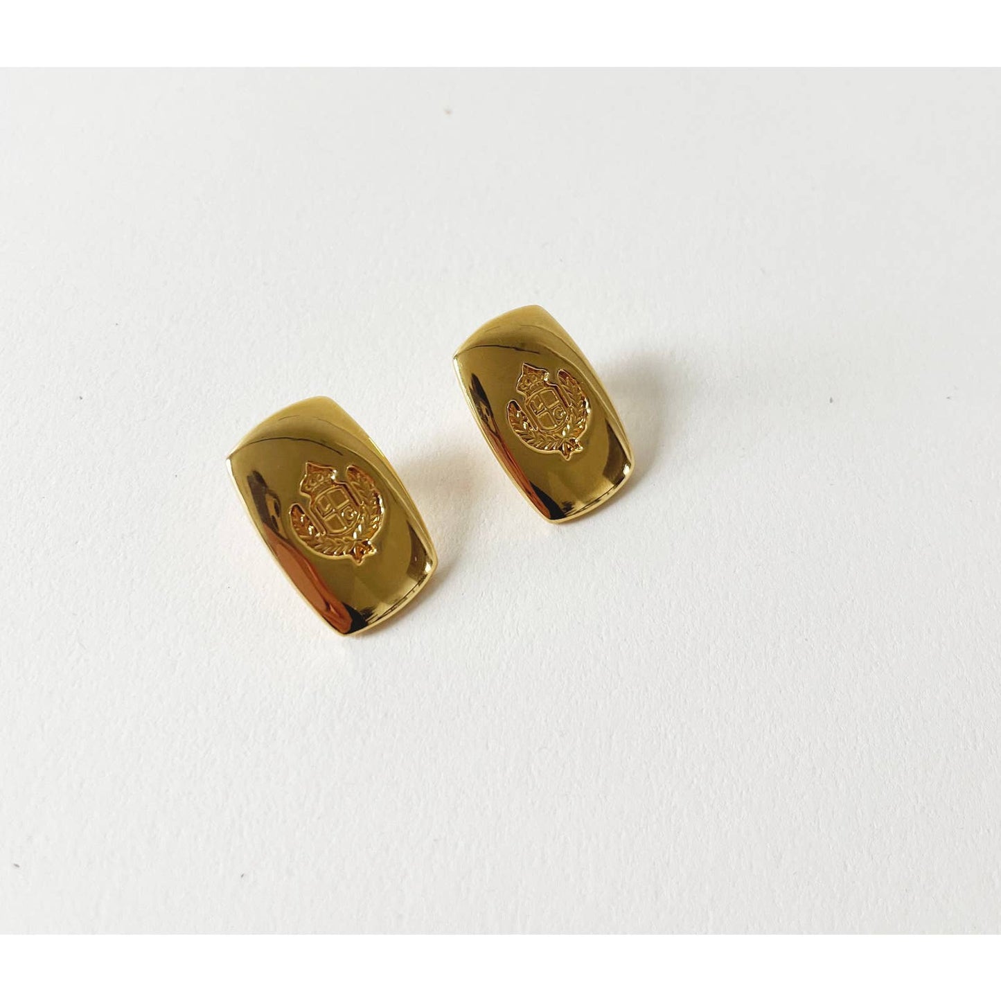 Vintage 90s Gold Statement Earrings w/ Crest