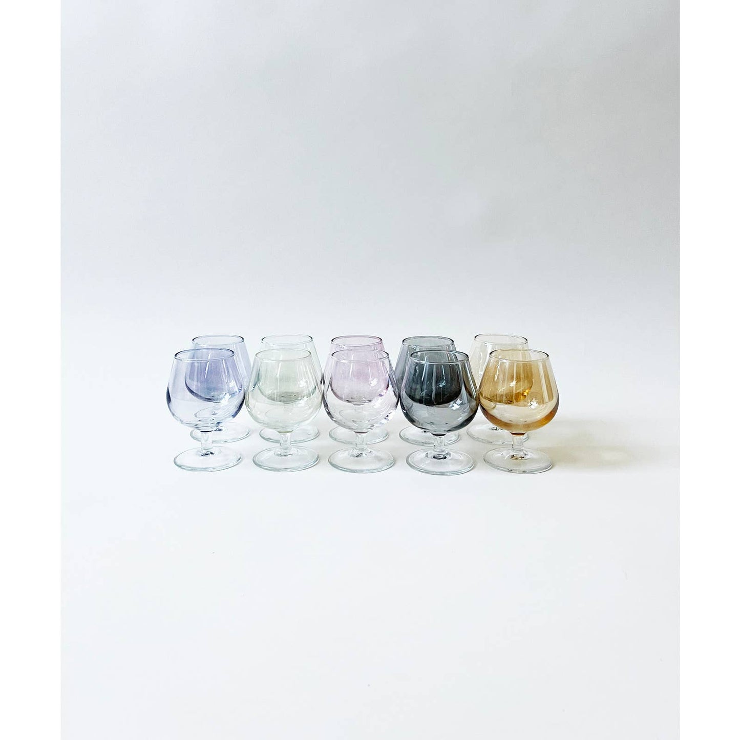 Modernist 80s Mini  Colorful Wine Set of 10 Glasses