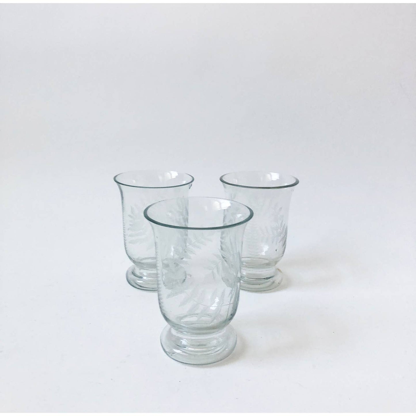 Vintage Embossed Leaf Tumblers | Set of 3 Vintage Glassware