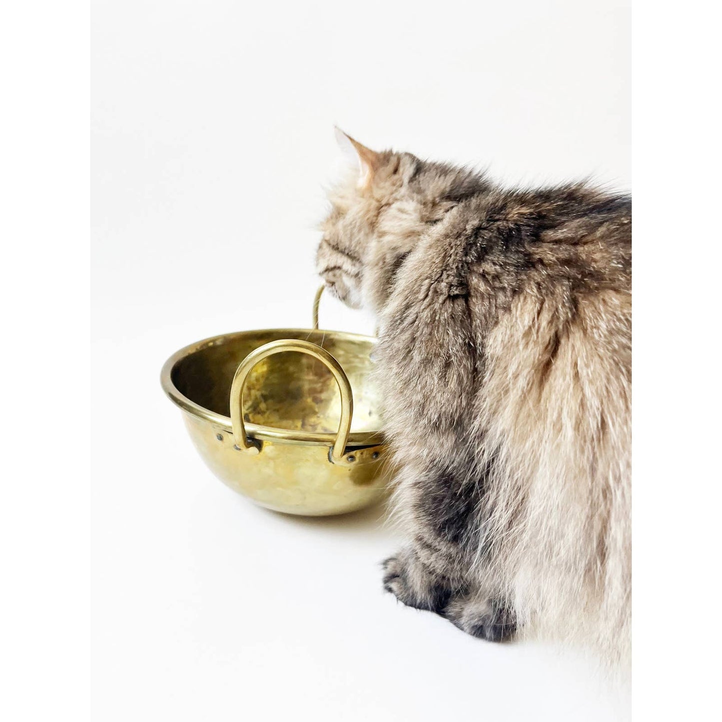 Vintage Large Brass Bowl with Handle