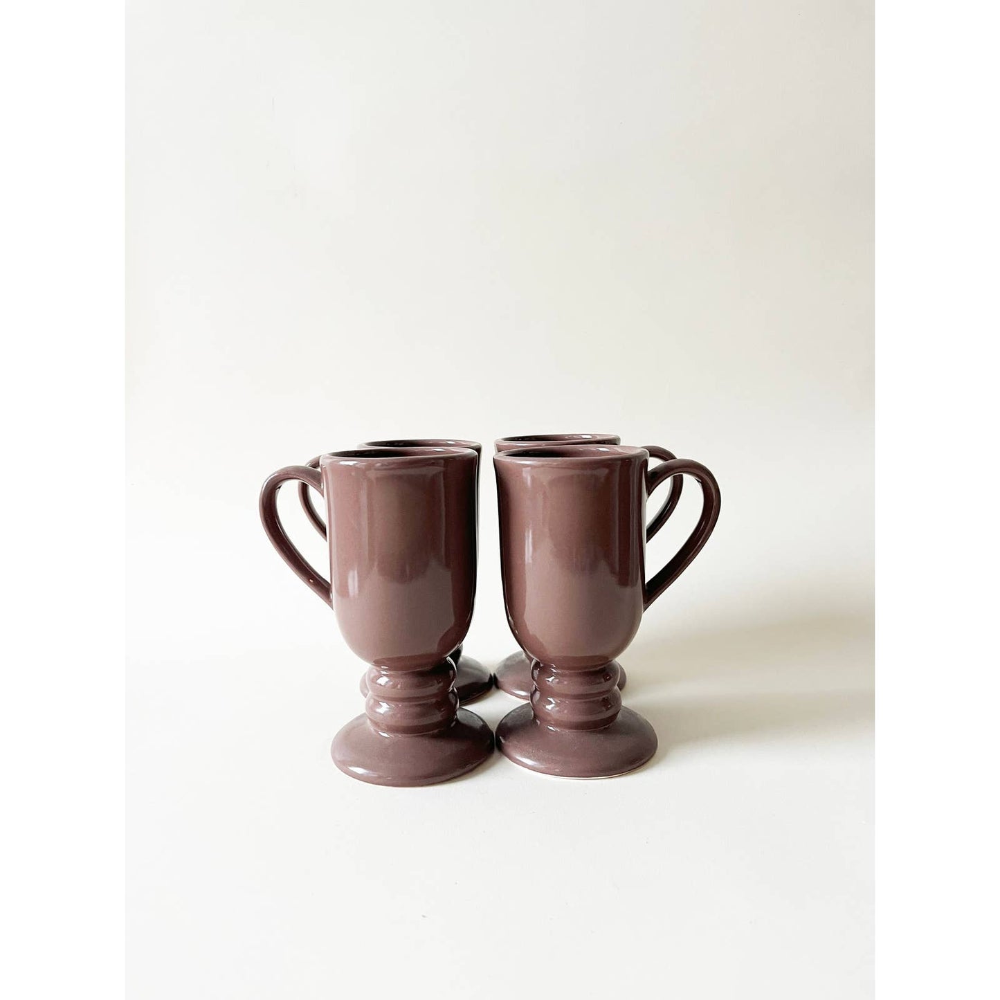 Vintage Mauve Ceramic Mugs - Set of 4 Cafe Cups