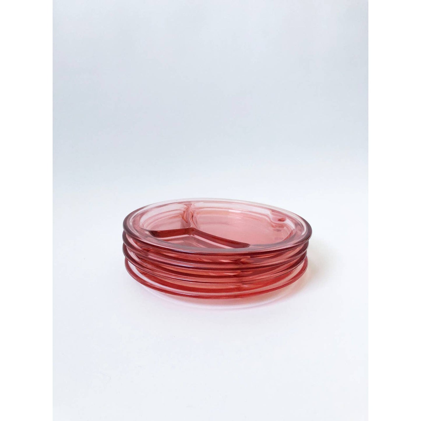 Vintage Pink Glass Heavy Duty Set of 4 Plates