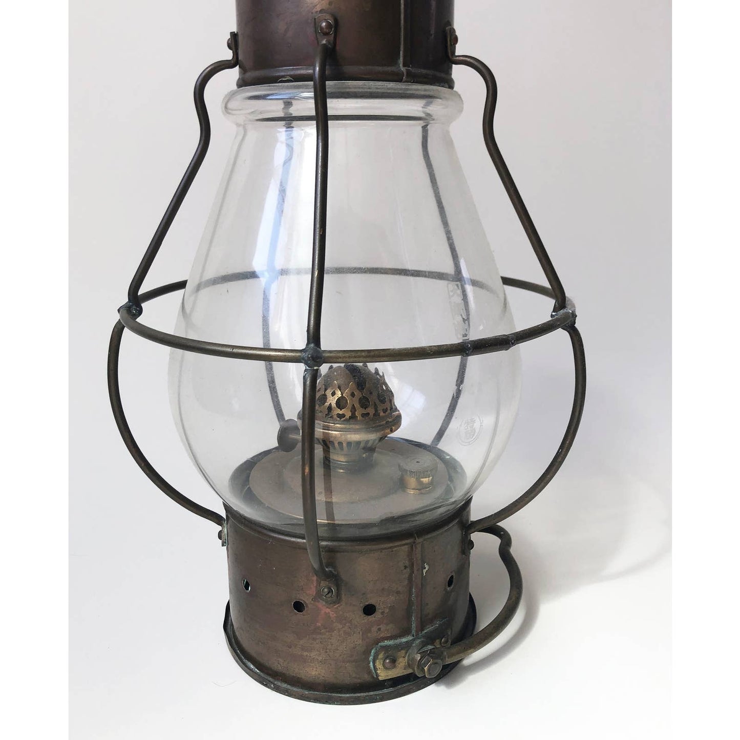 Antique Japanese Brass Oil Lamp