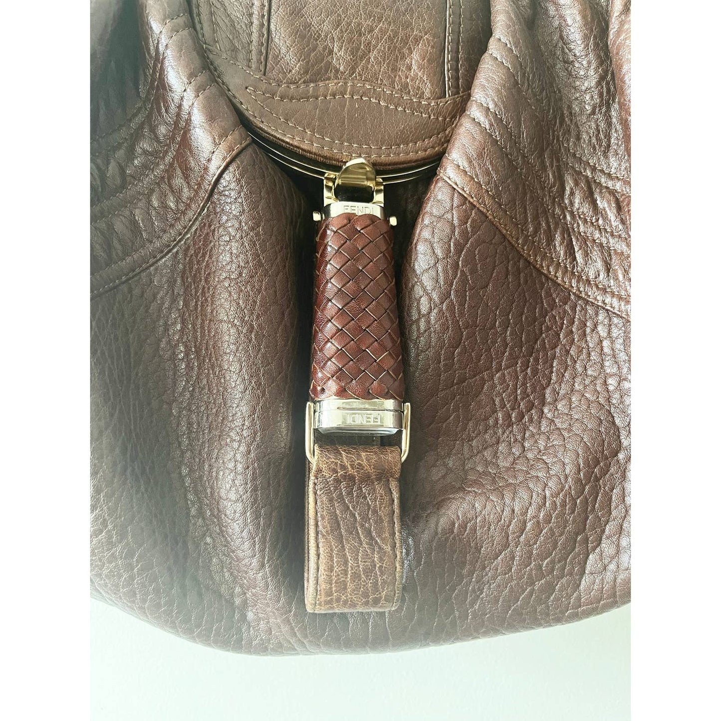Vintage FENDI Spy Brown Authentic Leather Boho Bag