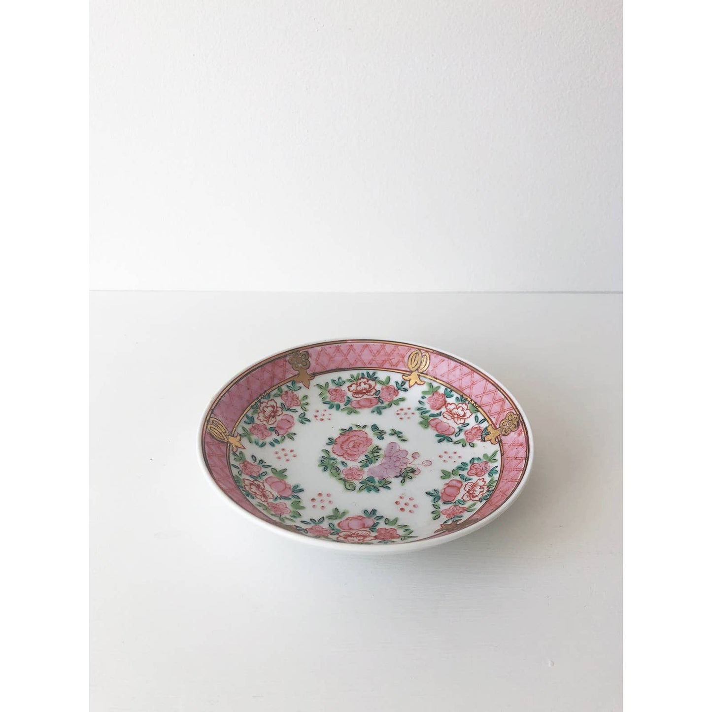 Vintage Floral Pink Decorative Ring Dish