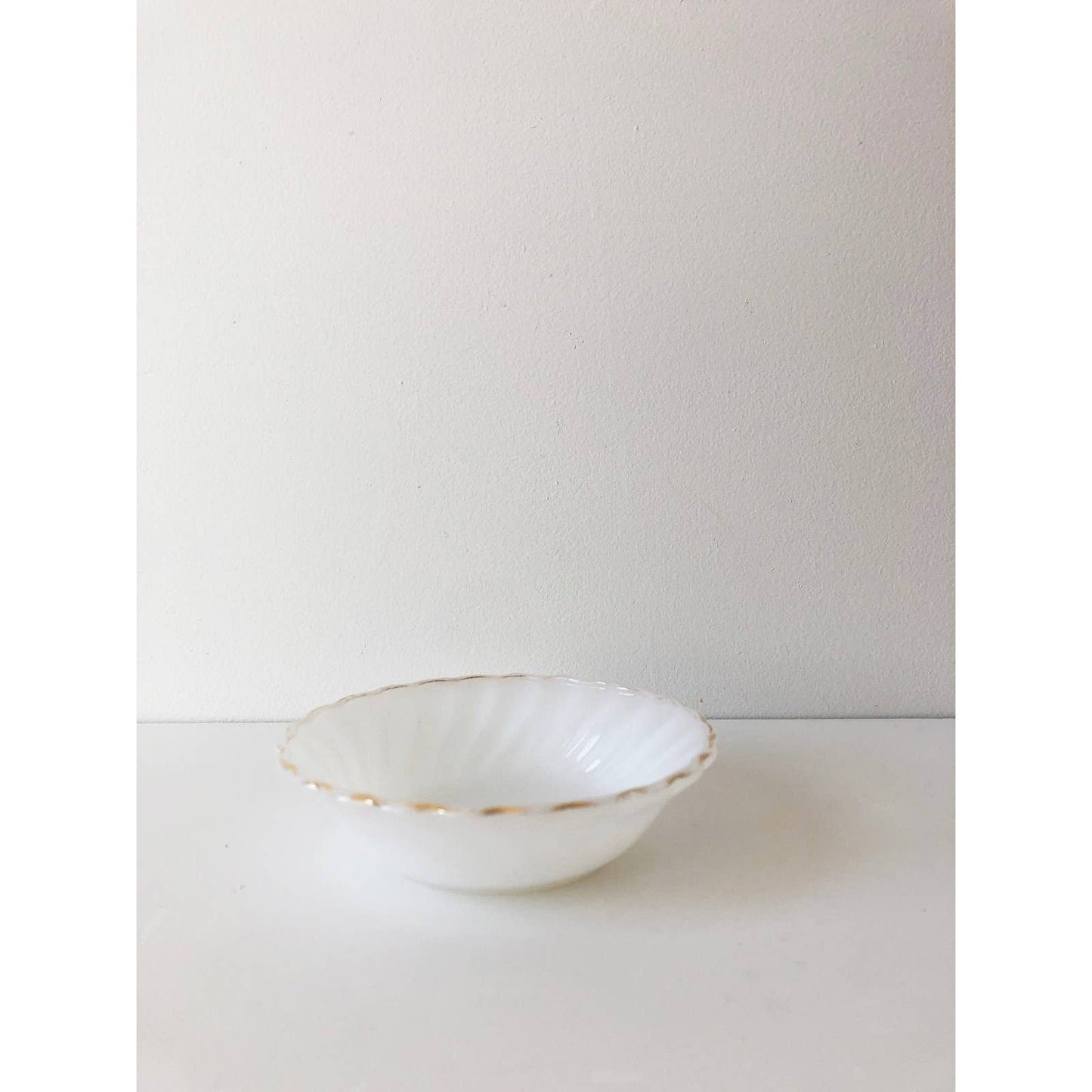 Vintage White Milk Glass Scalloped Shaped Ring Dish