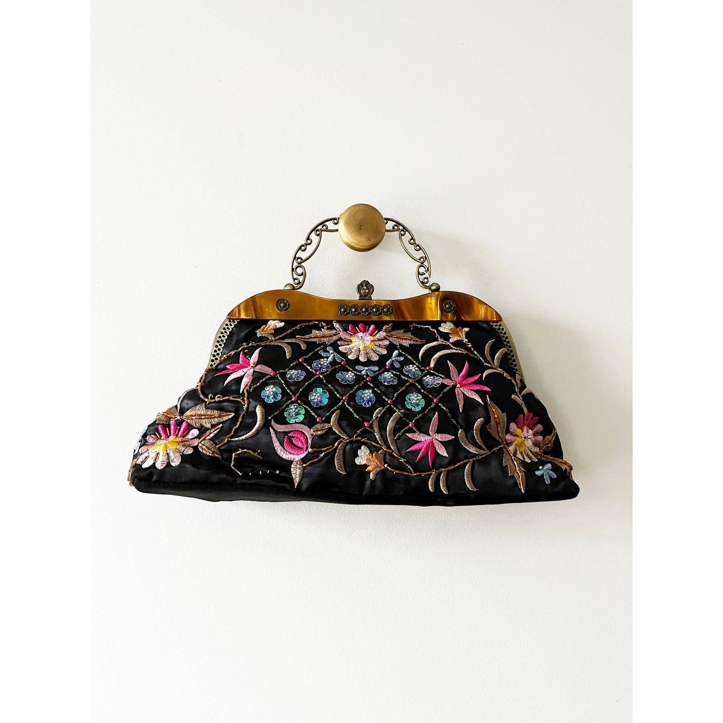 Vintage Y2k Floral Sparkly Embroidered Handbag
