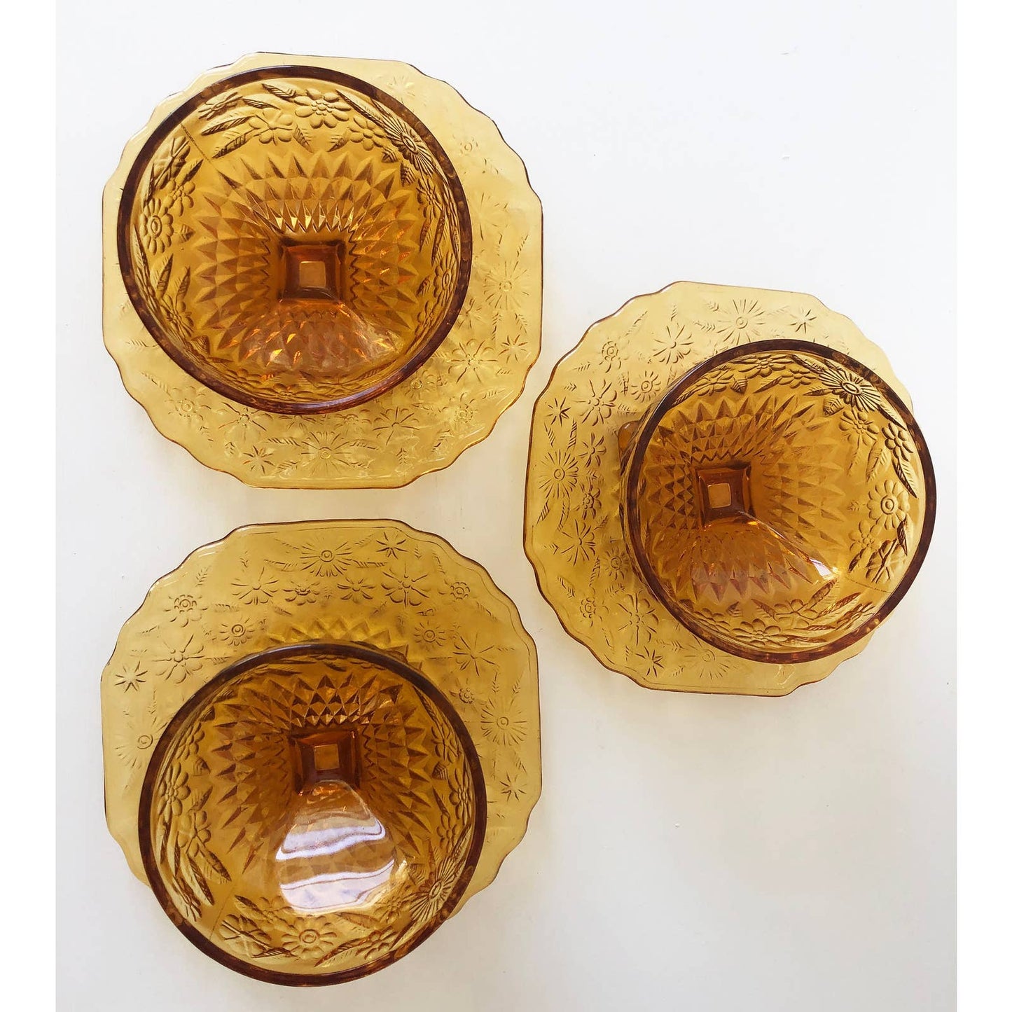Vintage Amber Glassware Cups and Saucer