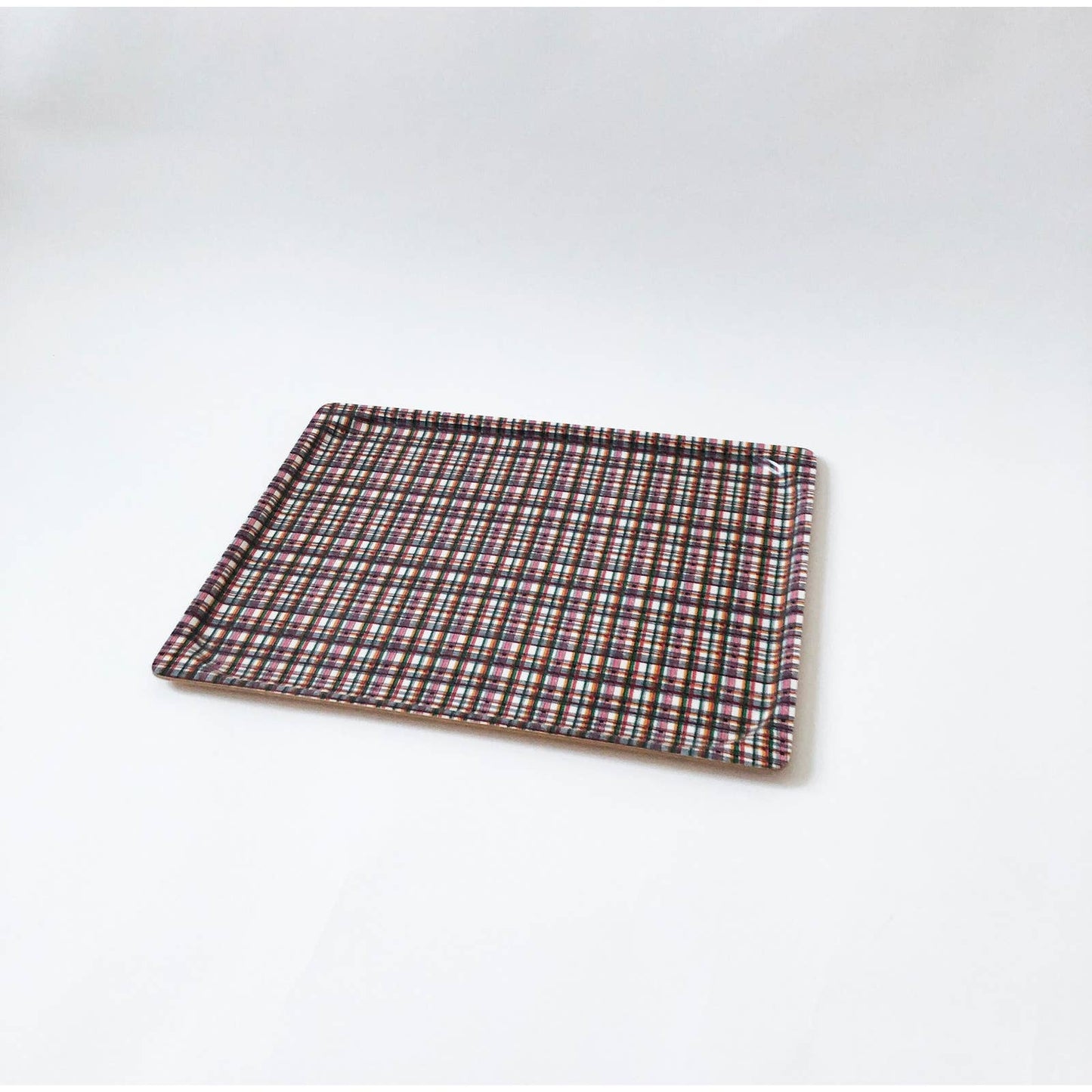 Vintage Classic Rectangular Colorful Summer Plaid Serving Tray