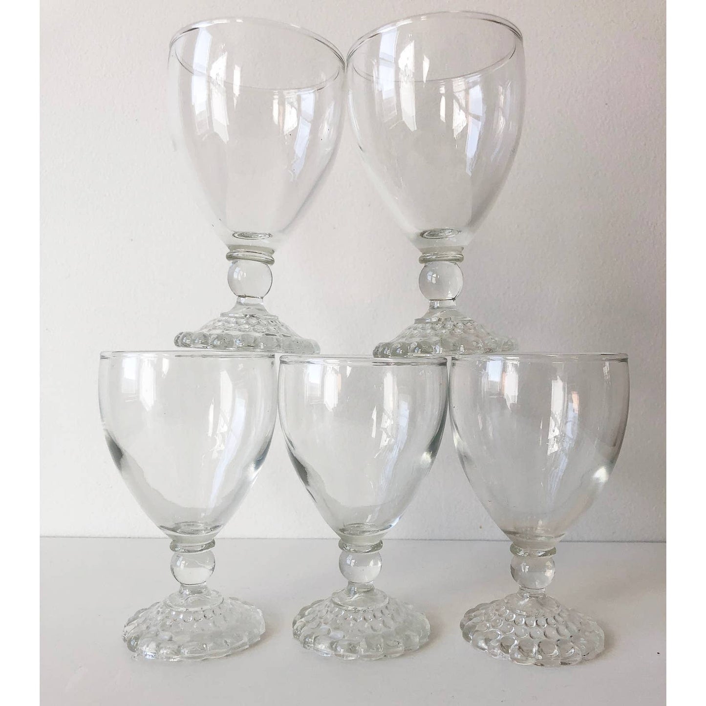 Decorative Mini Shot Clear Wine Drinking Glassed - Set of 5 - Vintage