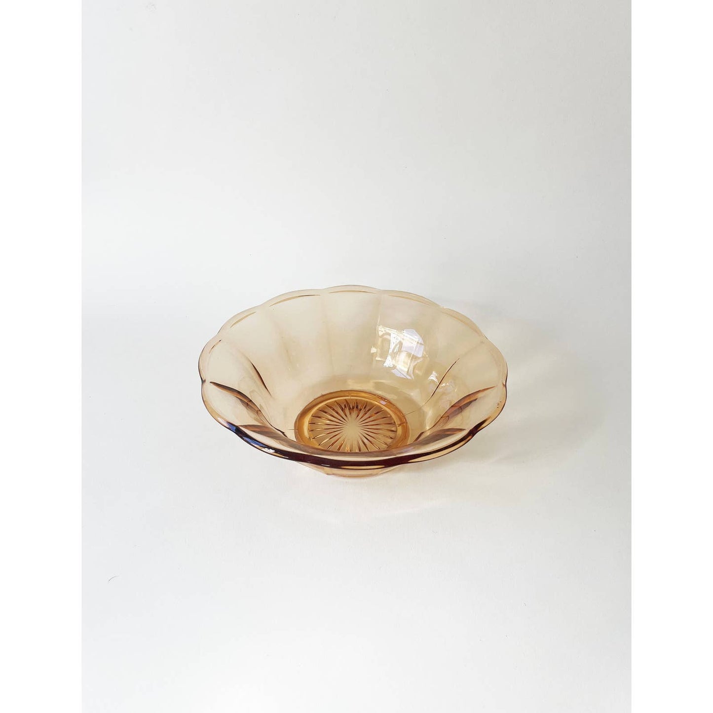 Vintage Orange Scalloped Glass Decorative Bowl