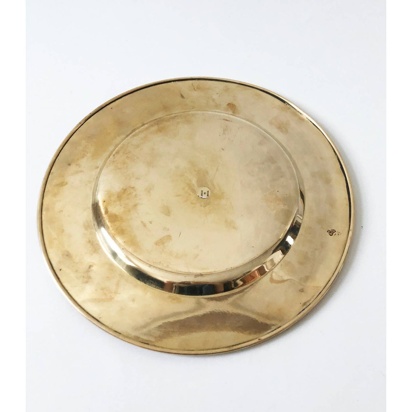 Vintage Brass Gold Round Tray w/ Jewels