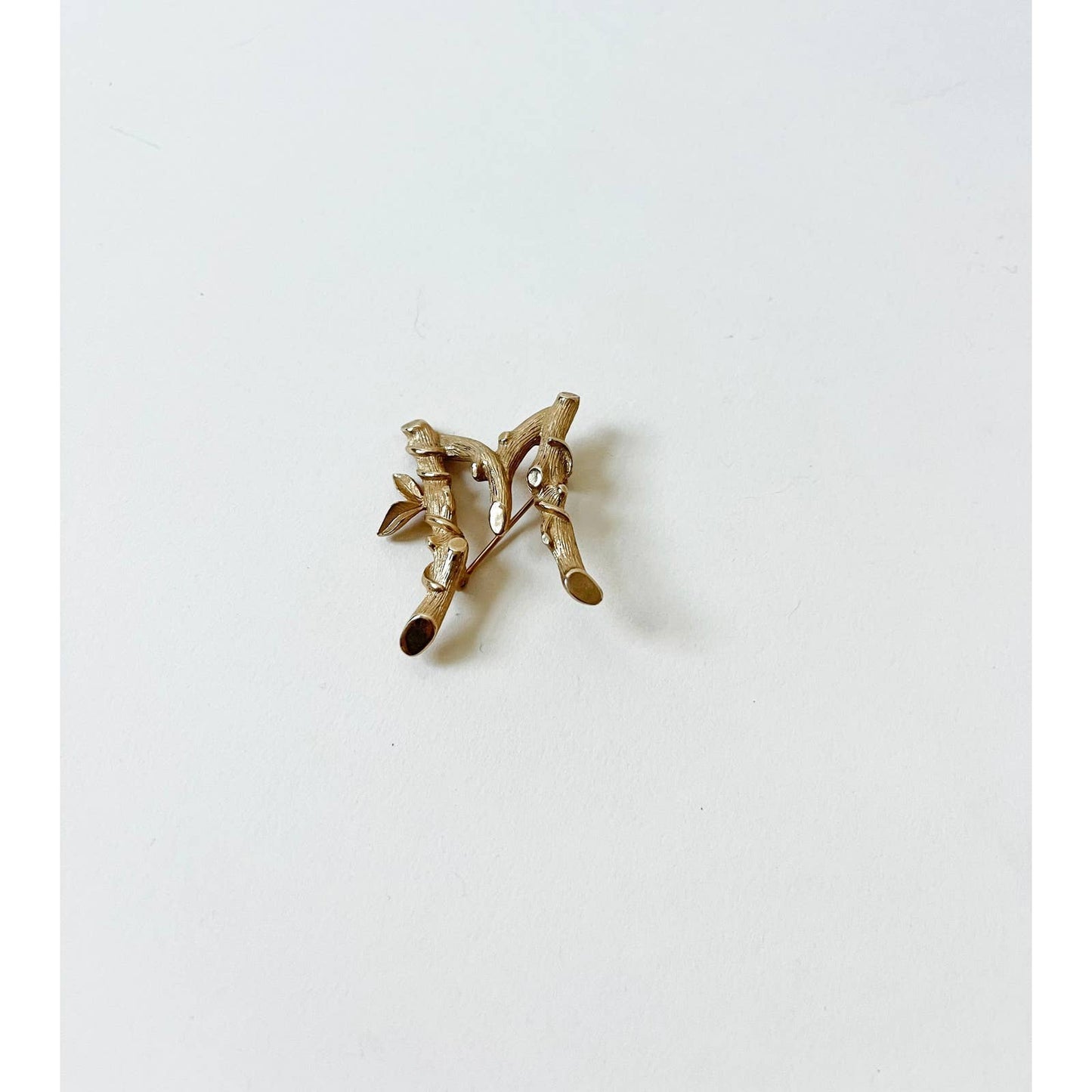 Vintage M Letter Vine Broach Pin