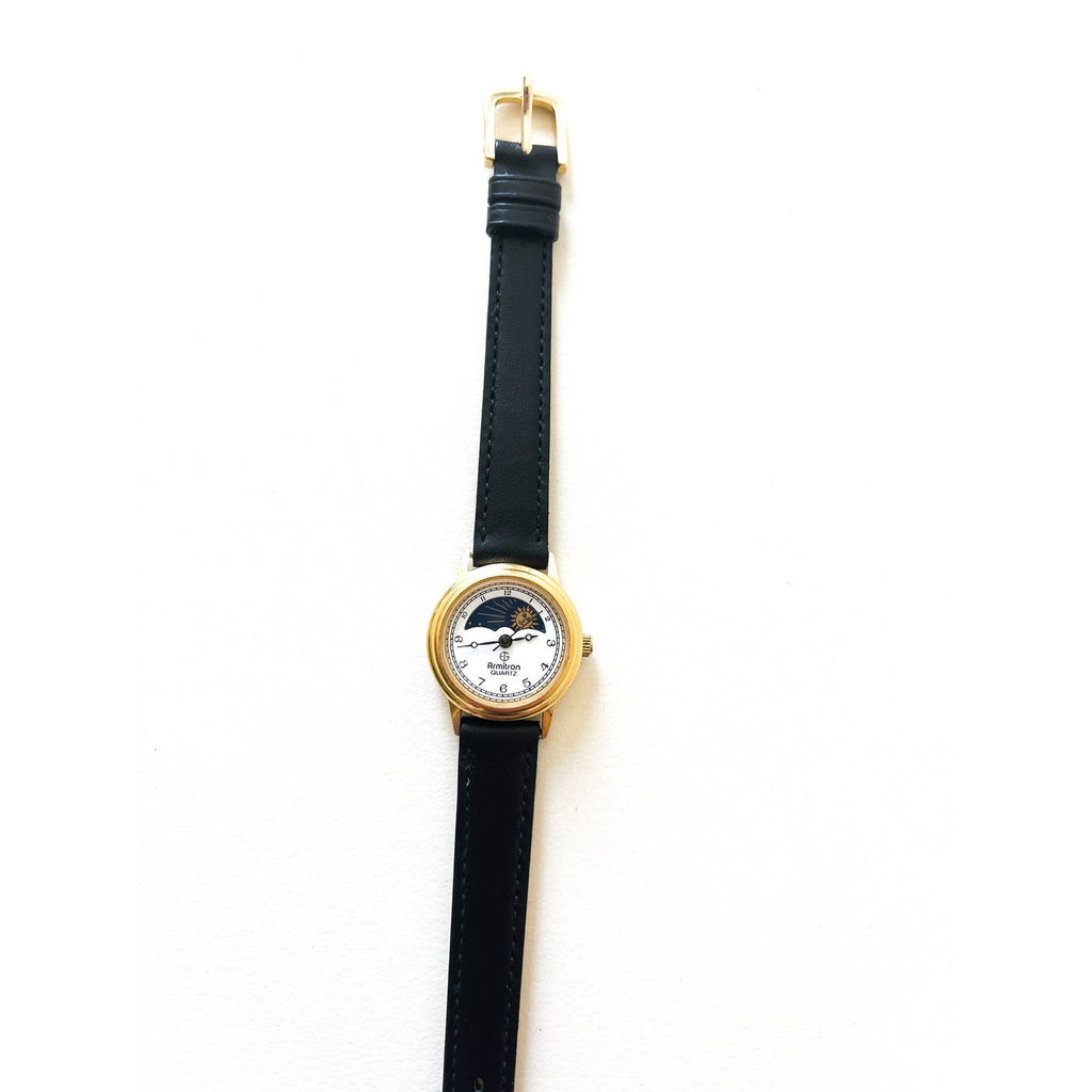 Vintage Leather Armitron Sun & Moon Watch