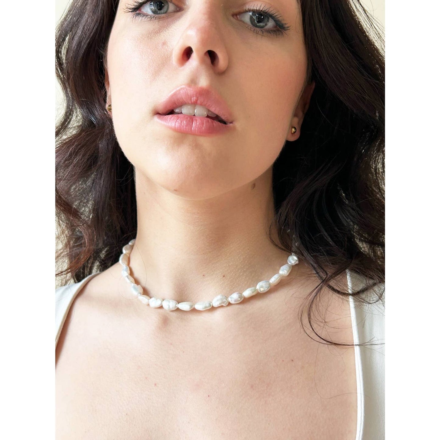 Handmade Large Freshwater Pearl Stone Heart Charm Necklace