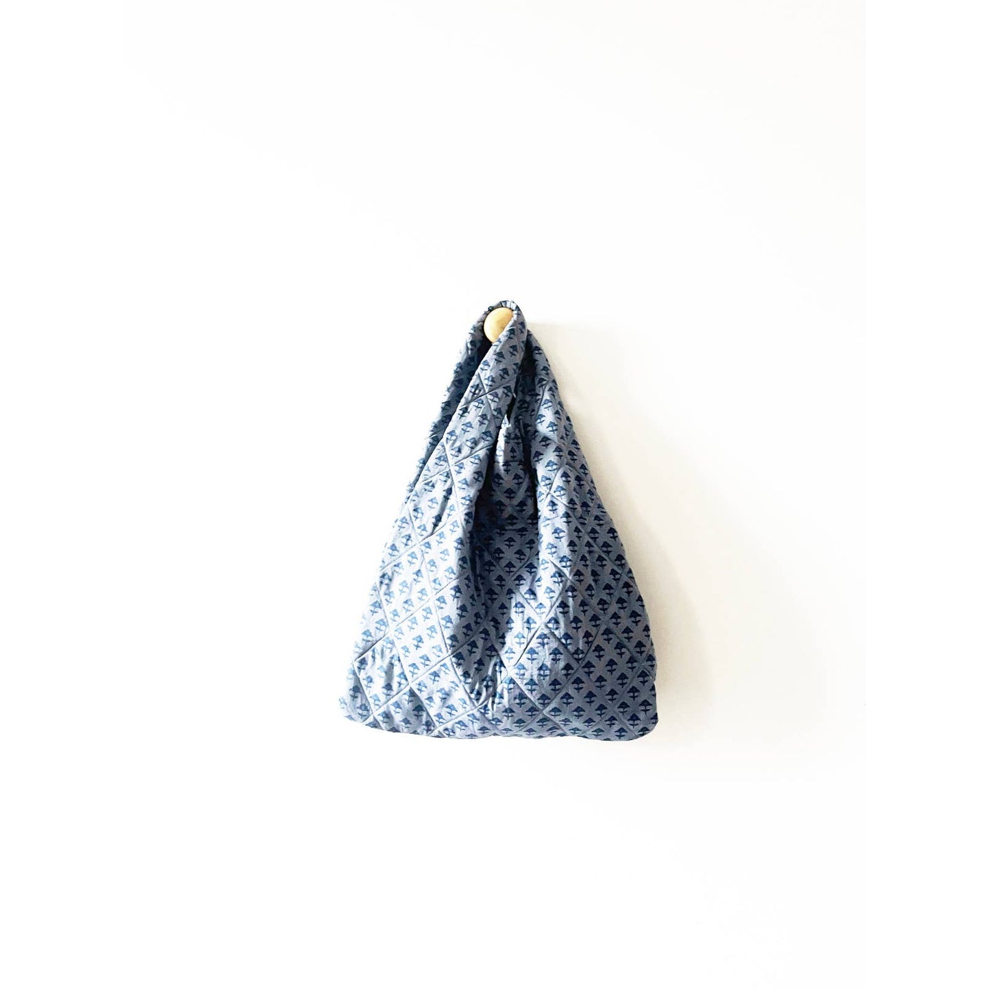 Blue Boho Print Quilted Mini Grocery Bag