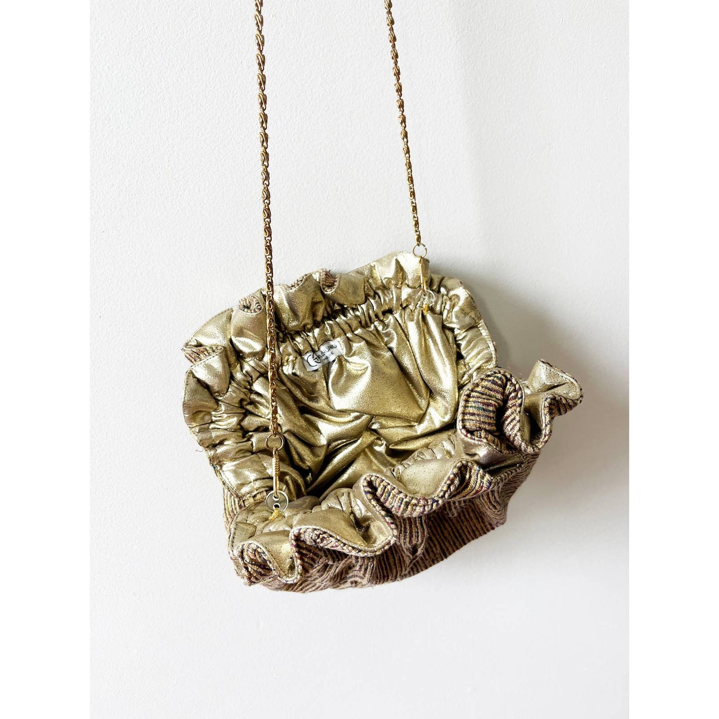 Vintage Gold Scrunch Clutch Bag