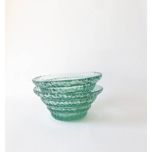 Vintage Textural Aqua Glass Bowls - Set of Two