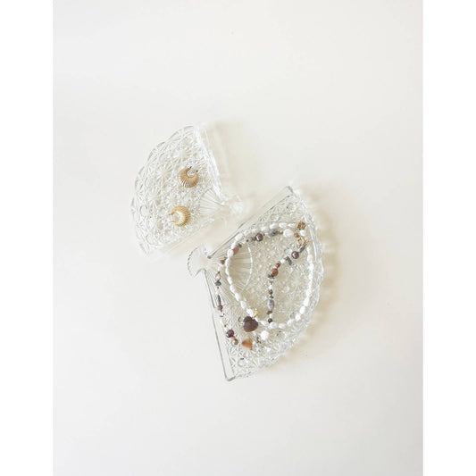 Vintage Clear Fan Ring Dish | Pair of Table Trays