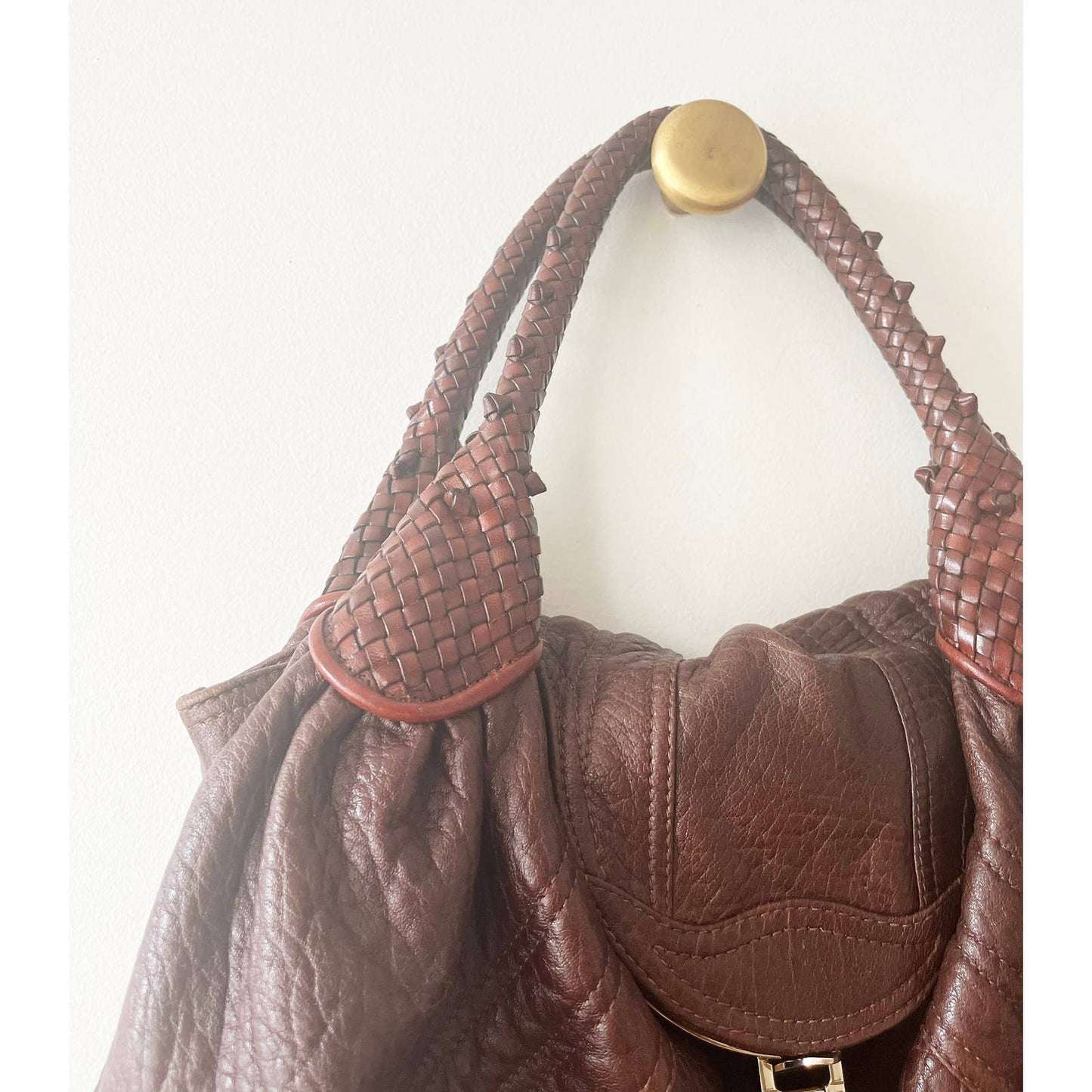 Vintage FENDI Spy Brown Authentic Leather Boho Bag