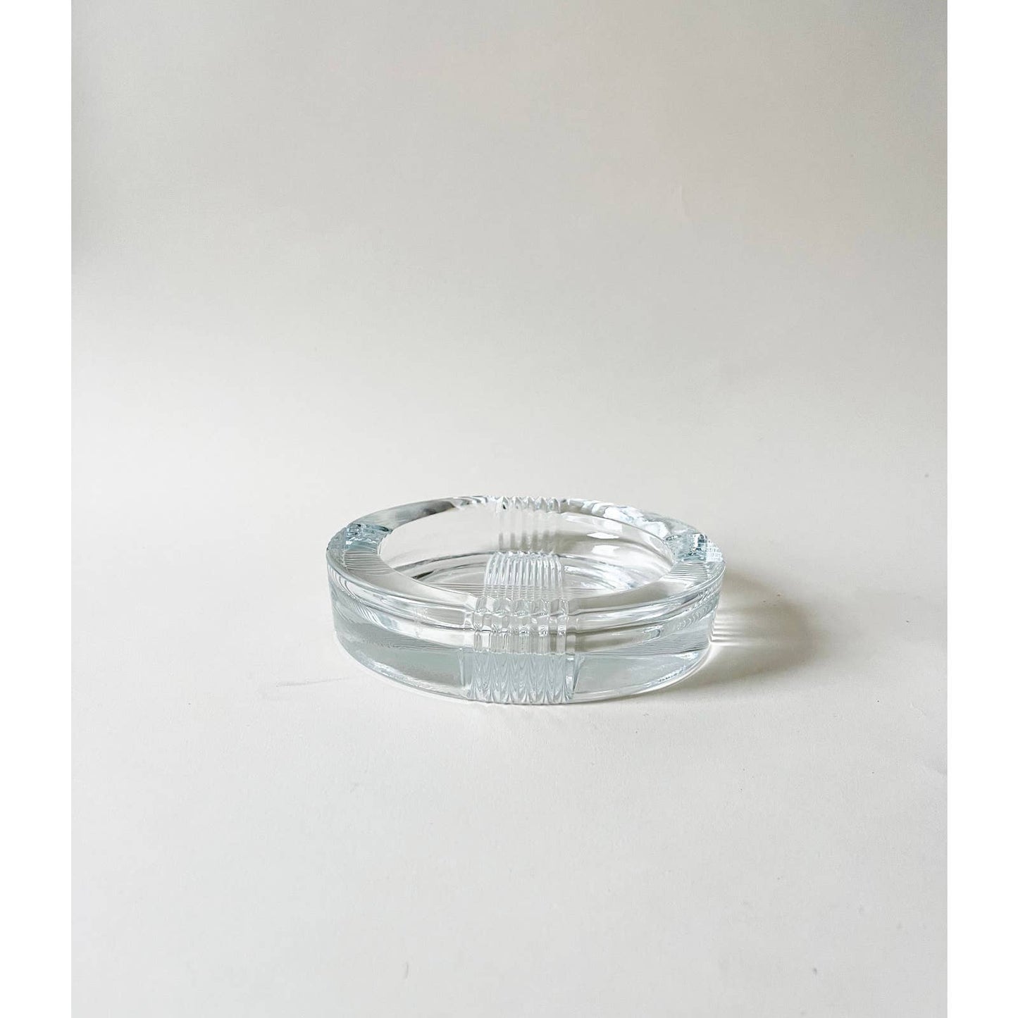 Vintage Glass Circular Ashtray Clear Tray