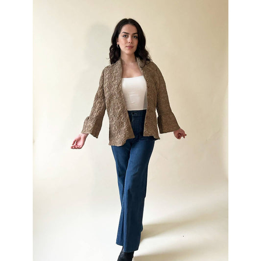 Vintage Gold Popcorn Jacket with Bell Sleeves