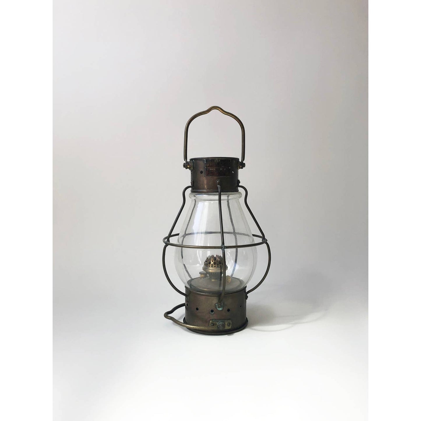 Antique Japanese Brass Oil Lamp