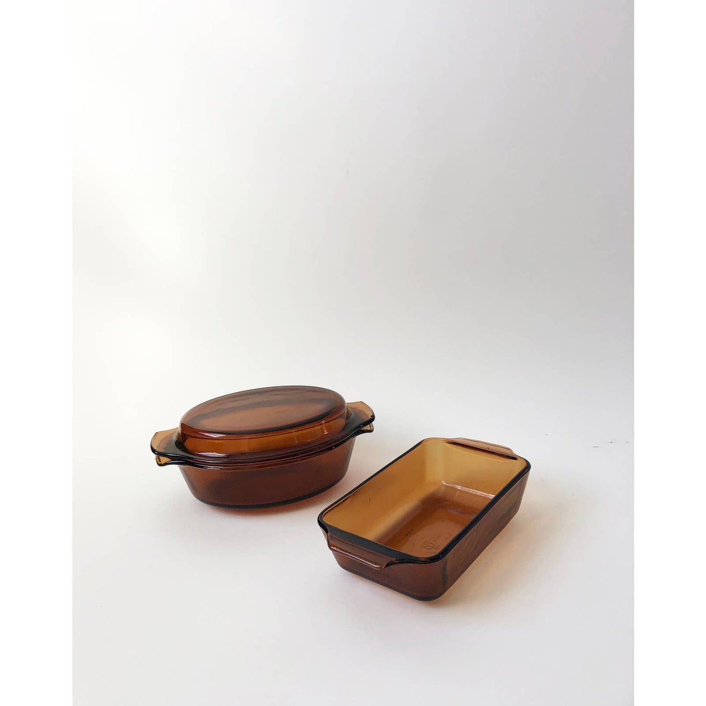 Amber Glass Oven Ware Covered Casserole