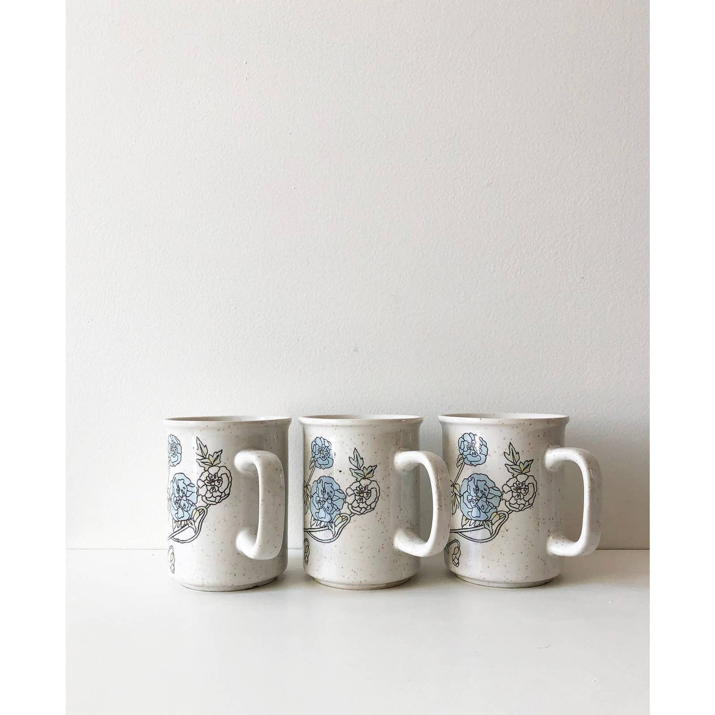 Vintage Eighties Blue Flower Mugs